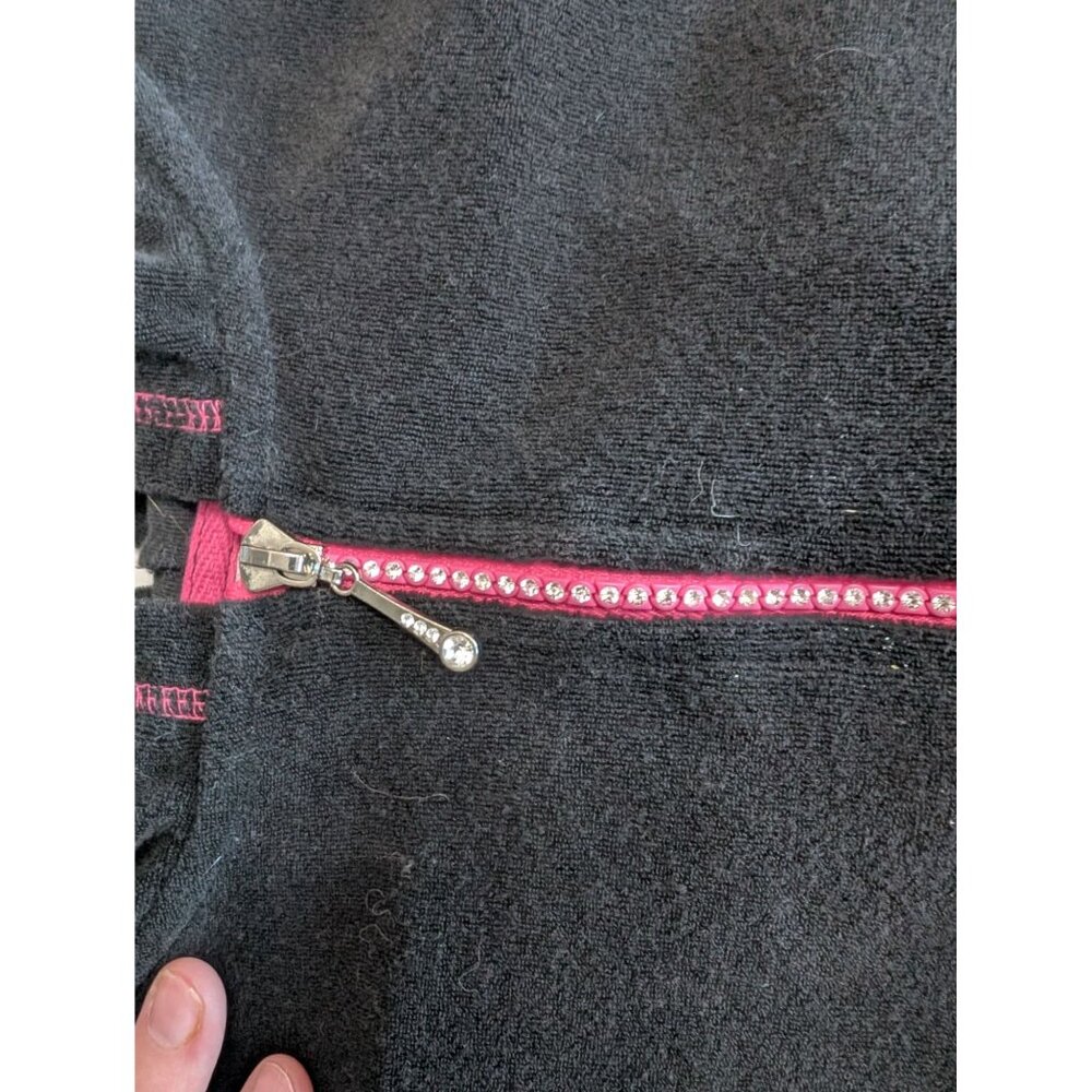 Quaker Factory Women's M pullover terry cloth lounge 1/4 zip short sleeve black - Picture 4 of 7